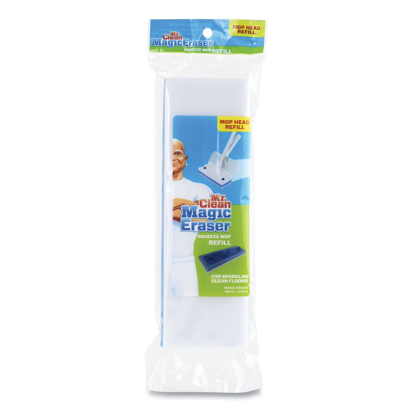 Mr. Clean Magic Eraser Squeeze Mop Refill, Foam, 9.9 x 3.4 x 1.6, White/Blue (446615)