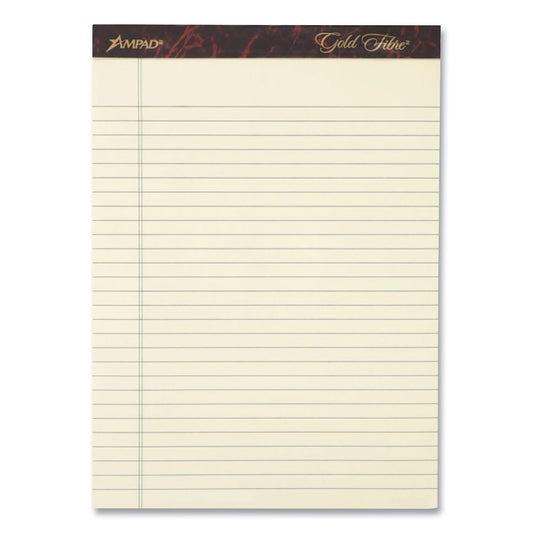 Ampad Gold Fibre Writing Pads, Narrow Rule, 50 Canary-Yellow 5 x 8 Sheets, 4/Pack (20029)
