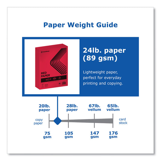 Printworks Professional Color Paper, 24 lb Text Weight, 8.5 x 11, Red, 500/Ream (00105)