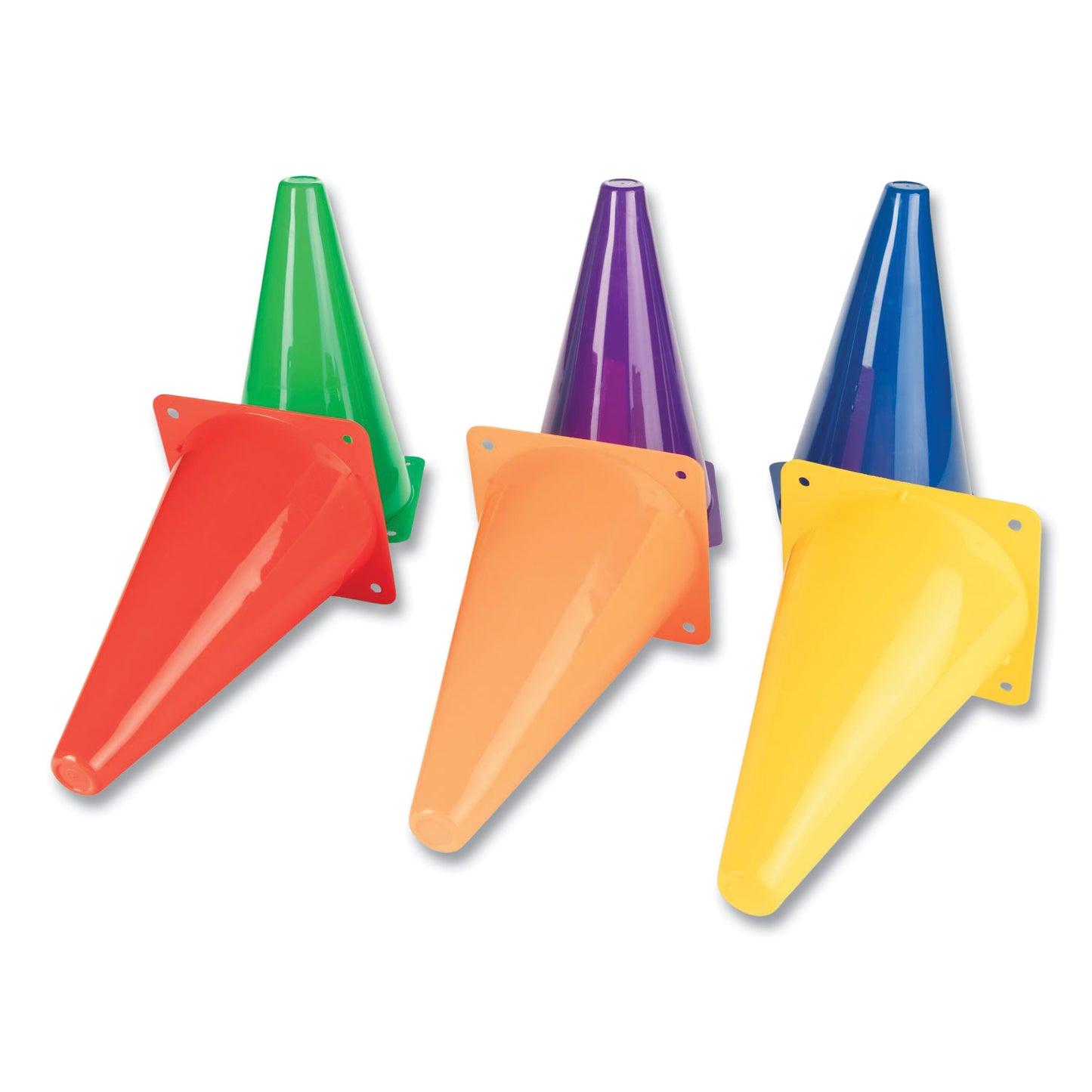 Champion Sports High-Visibility Plastic Cones, 9" Tall, Assorted Colors, 5" x 5" Base, 6/Set (TC9SET)