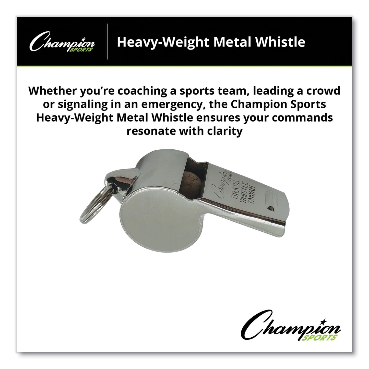 Champion Sports Sports Whistle, Heavy Weight, Metal, Silver, Dozen (401)