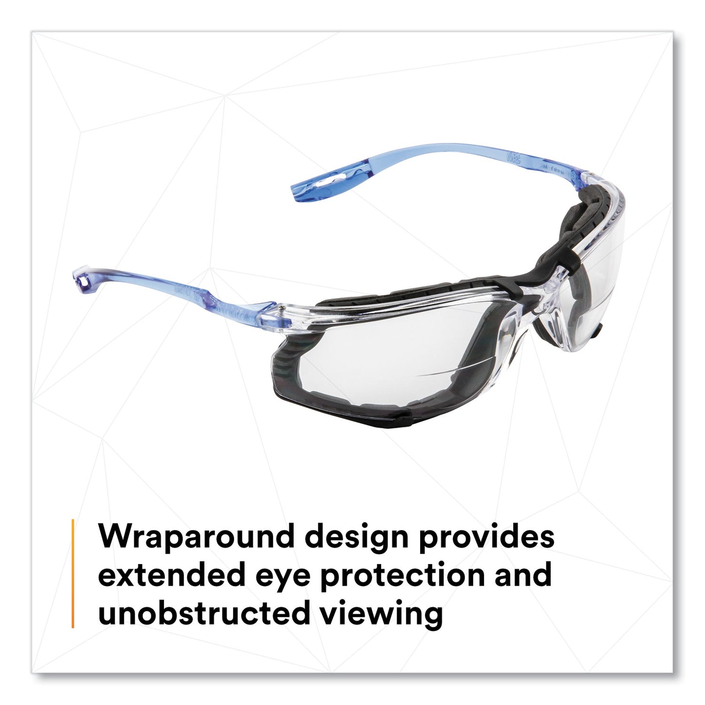 3M CCS Protective Eyewear with Foam Gasket, Blue Plastic Frame, Clear Polycarbonate Lens (1187200000)