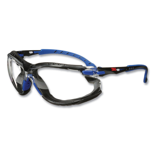 3M Solus 1000 Series Safety Glasses, Black/Blue Plastic Frame, Clear Polycarbonate Lens (S1101SGAFKT)