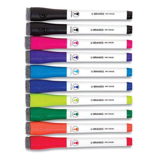 U Brands Medium Point Dry Erase Markers, Medium Tip, Assorted Colors, 10/Pack (504U0624)
