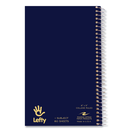 Roaring Spring Lefty Notebook, 1-Subject, Medium/College Rule, Randomly Assorted Cover Color, (80) 8 x 5 Sheet, 24/Carton (13507CS)