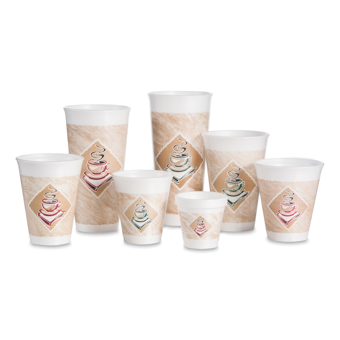 Dart Cafe G Foam Hot/Cold Cups, 20 oz, Brown/Red/White, 20/Pack (20X16GPK)