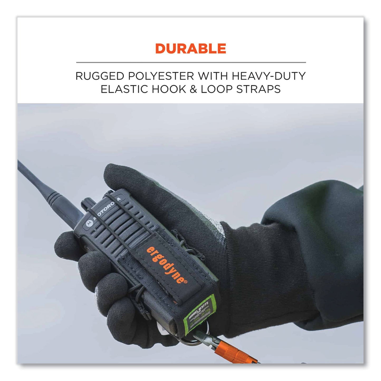 ergodyne Squids 3772 Radio Holster Trap, Large, 1.5 x 2 x 5, Polyester, Black (19773)