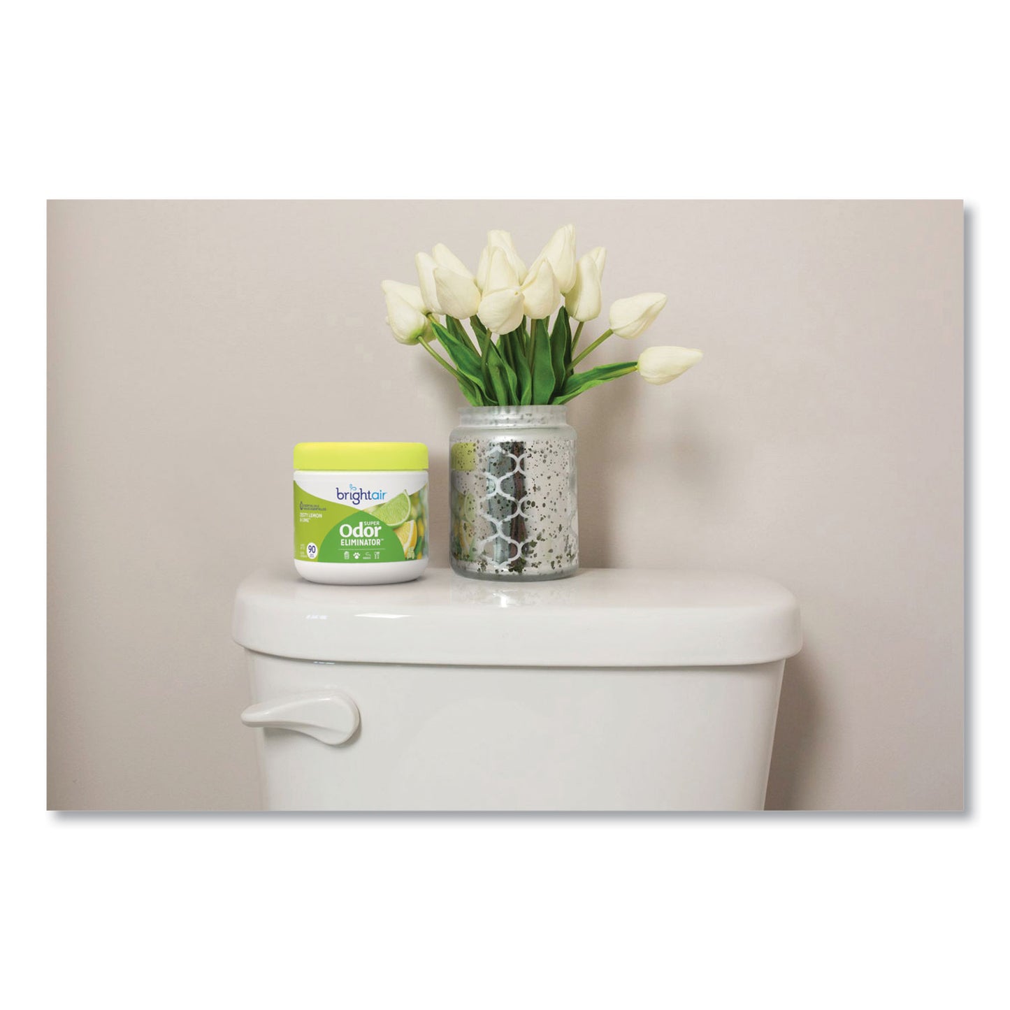 Bright Air Super Odor Eliminator, Zesty Lemon and Lime, 14 oz Jar, 6/Carton (900248)