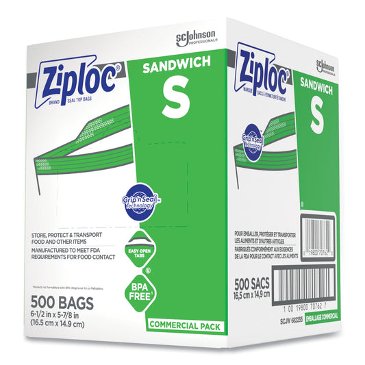 Ziploc Resealable Sandwich Bags, 6.5" x 6", Clear, 500/Box (682255)