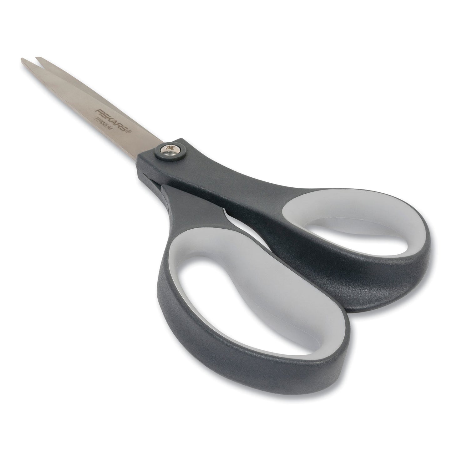 Fiskars Everyday Titanium Softgrip Scissors, 8" Long, 3.1" Cut Length, Straight Dark Gray Handle (1067265)