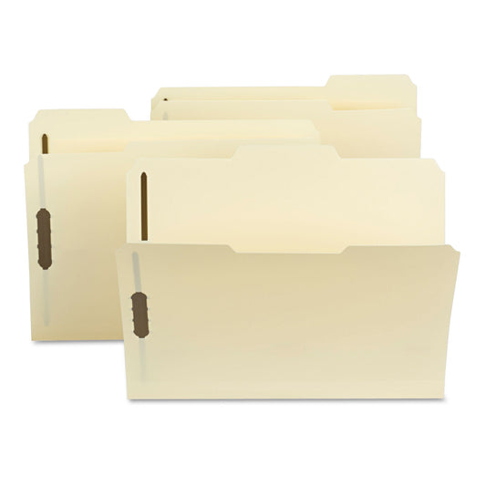 Smead Poly Top Tab Fastener Folders, 0.75" Expansion, 2 Fasteners, Letter Size, Manila Exterior, 24/Box (10545)