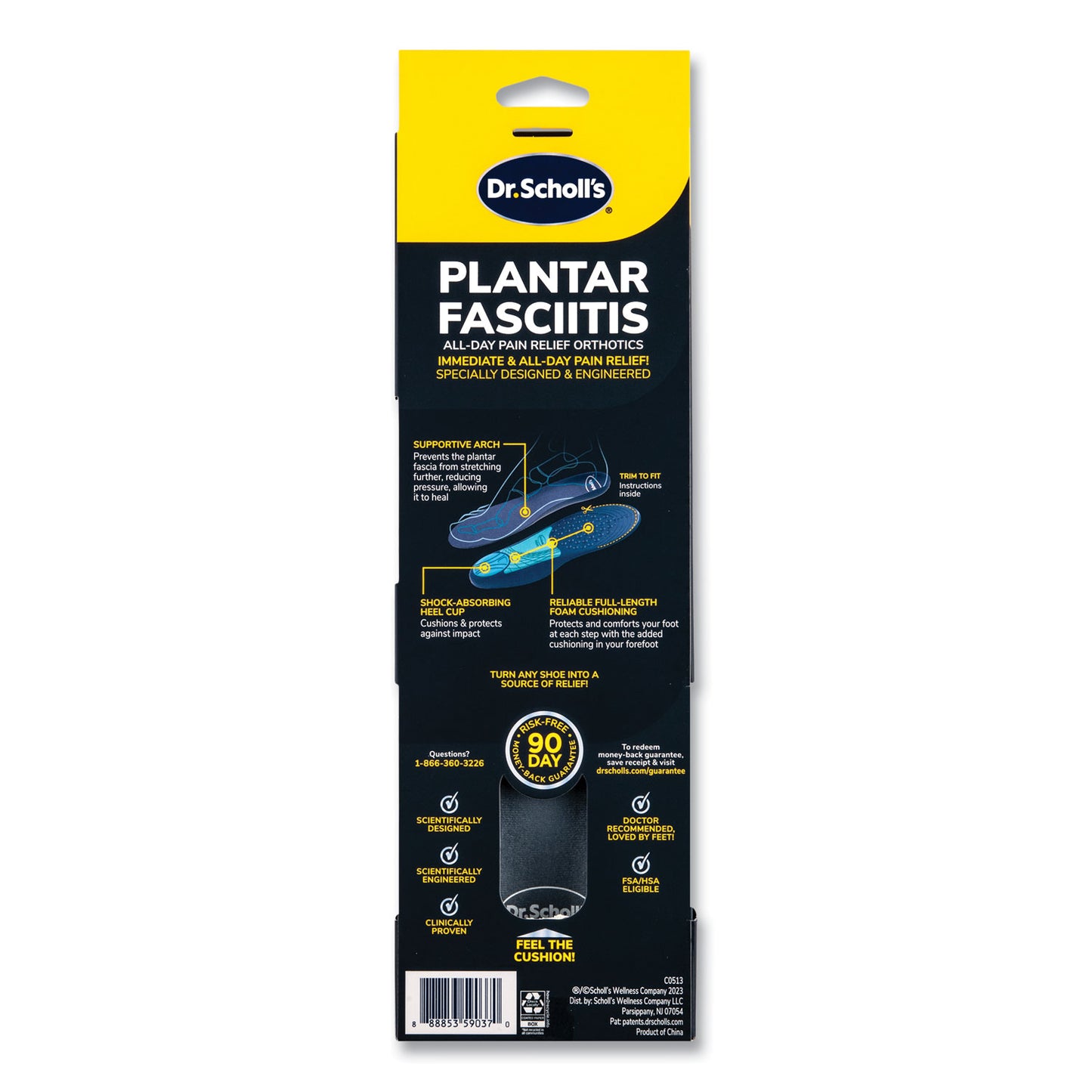 Dr. Scholl's PlantarFasciitisAll Day Pain Relief Orthotics for Men, Men Size 8 to 13, Blue (59037)