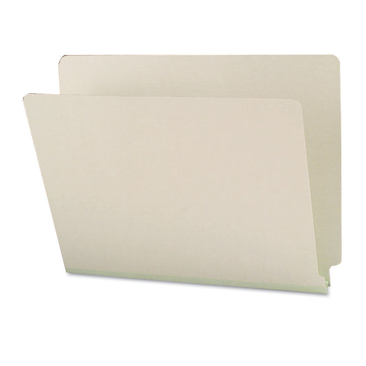 Smead Extra-Heavy Recycled Pressboard End Tab Folders, Straight Tabs, Letter Size, 1" Expansion, Gray-Green, 25/Box (26200)