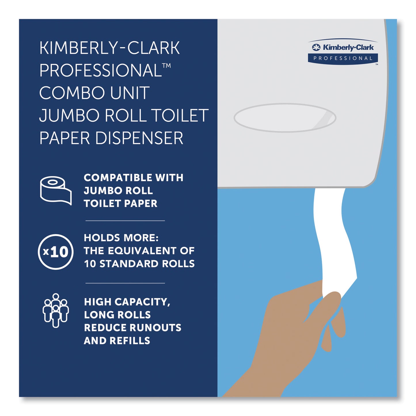 Kimberly-Clark Cored JRT Jumbo Combo Tissue Dispenser, 20.4 x 5.8 x 13.1, Smoke/Gray (09551)