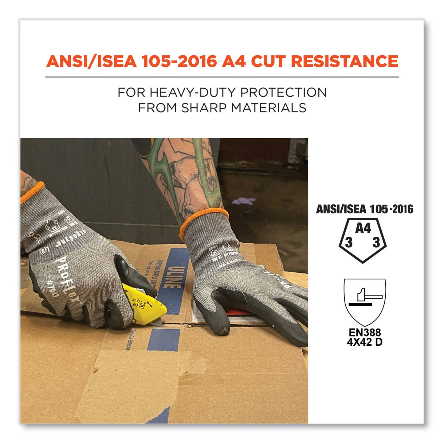 ergodyne ProFlex 7043 ANSI A4 Nitrile Coated CR Gloves, Gray, 2X-Large, 1 Pair (10526)