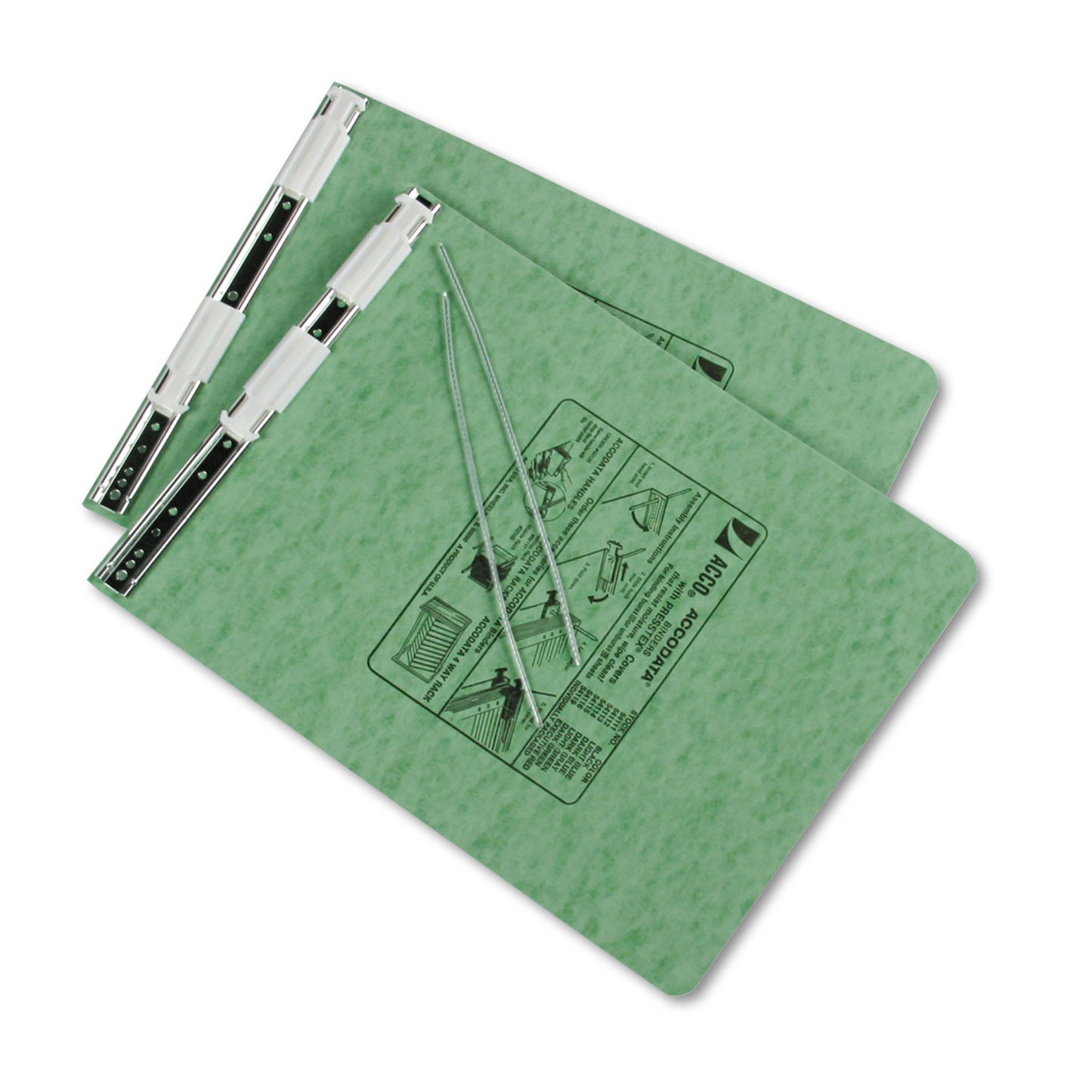 Acco PRESSTEX Covers with Storage Hooks, 2 Posts, 6" Capacity, 9.5 x 11, Light Green (54115)