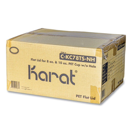 Karat PET Lids, Fits 8 oz to 10 oz Cold Cups, No Hole Flat Lid, Clear, 1,000/Carton (CKC78TSNH)