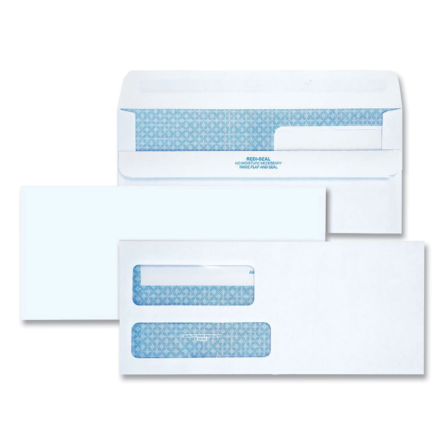 Quality Park Double Window Redi-Seal Security-Tinted Envelope, #9, Commercial Flap, Redi-Seal Adhesive Closure, 3.88 x 8.88, White, 250/CT (24519)