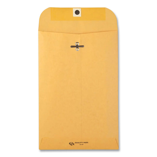 Quality Park Clasp Envelope, 28 lb Bond Weight Kraft, #55, Square Flap, Clasp/Gummed Closure, 6 x 9, Brown Kraft, 100/Box (37855)