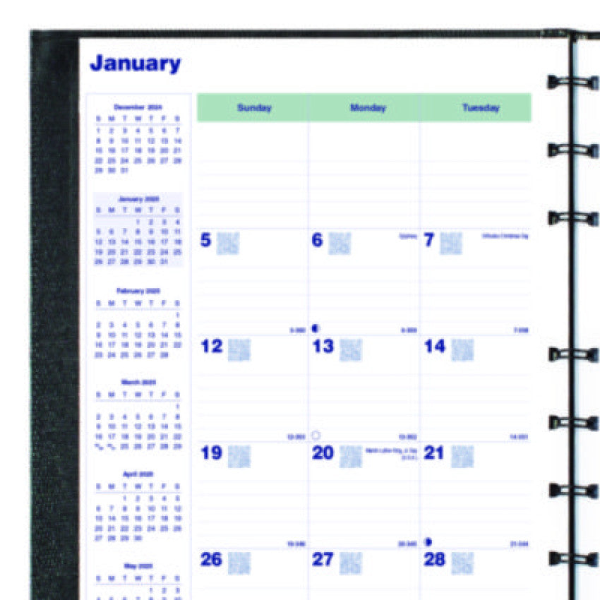 Blueline Plan and Link Monthly Planner, 9.25" x 7.25", Black Cover, 16-Months: Sept 2024 to Dec 2025 (C1200C81)