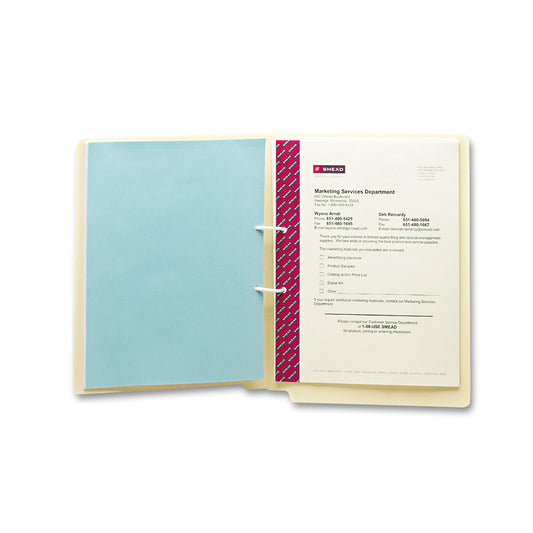 Smead U-Clip Bonded Fasteners, 2" Capacity, 2.75" Center to Center, Red/White, 100/Box (68260)