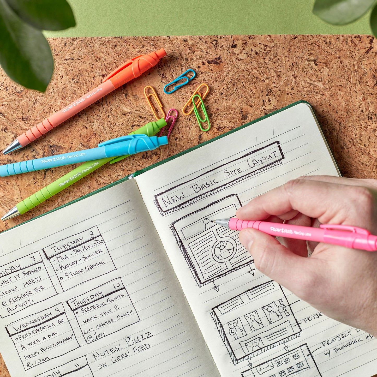 Paper Mate FlexGrip Ultra Recycled Ballpoint Pen, Retractable, Medium, 1 mm, Black Ink, Assorted Barrels, Dozen (2204001)