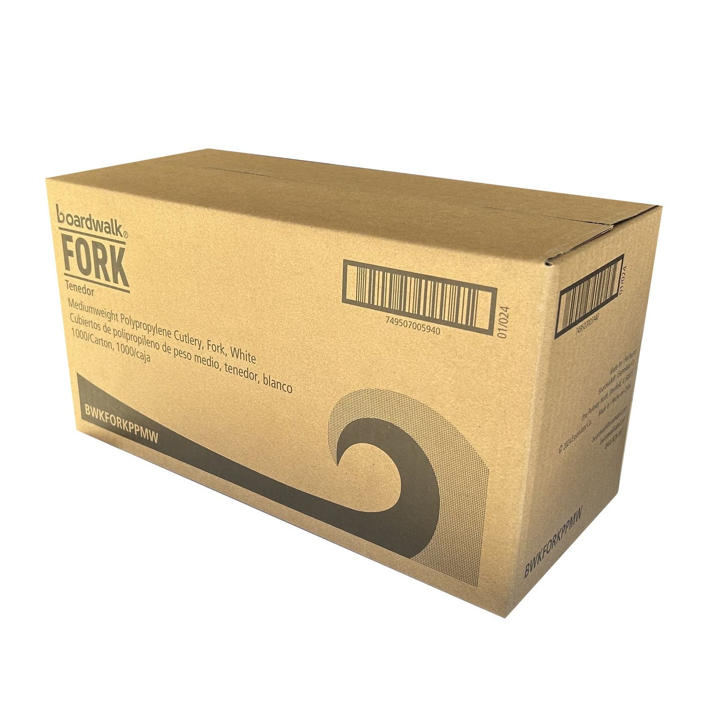 Boardwalk Mediumweight Polypropylene Cutlery, Fork, White, 1,000/Carton (FORKPPMW)