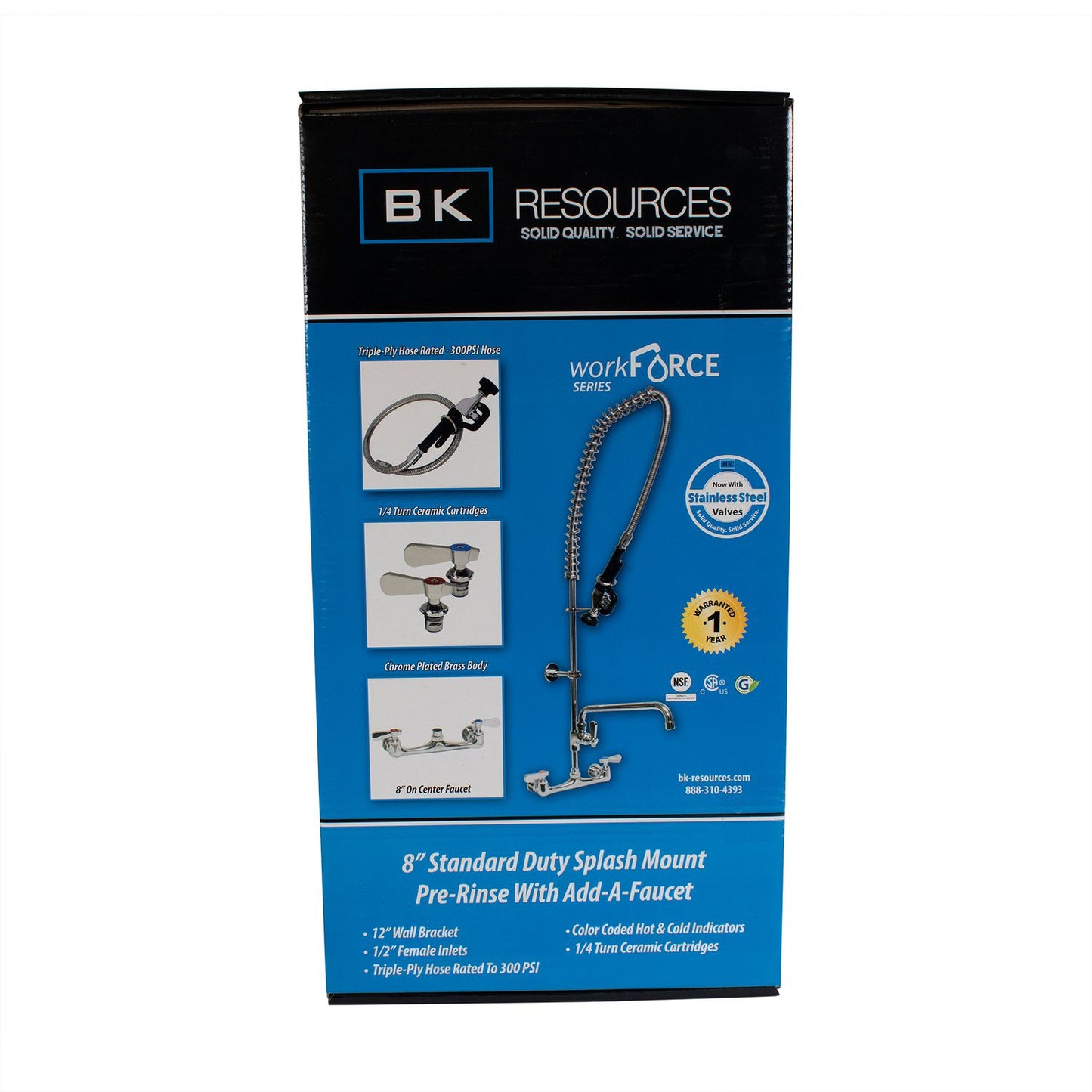 BK Resources WorkForce Prerinse Add-A-Faucet, 4.62" Height/12" Reach, Chrome (VSMPRAF12M)