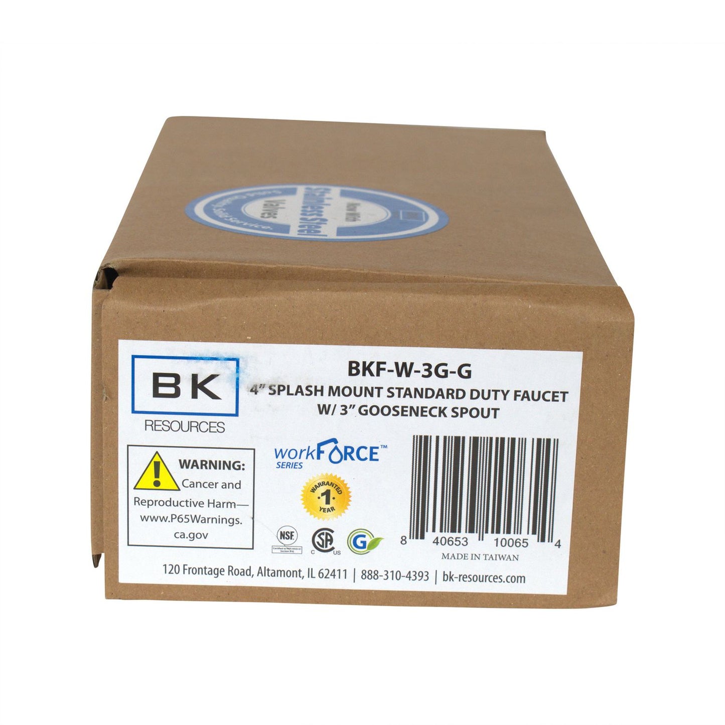 BK Resources WorkForce Standard Duty Faucet, 7.88" Height/3" Reach, Chrome-Plated Brass (BKFW3GM)