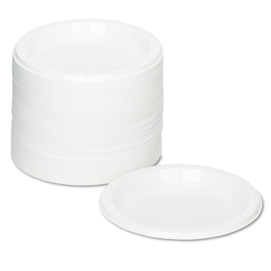 Tablemate Plastic Dinnerware, Plates, 7" dia, White, 125/Pack (7644WH)