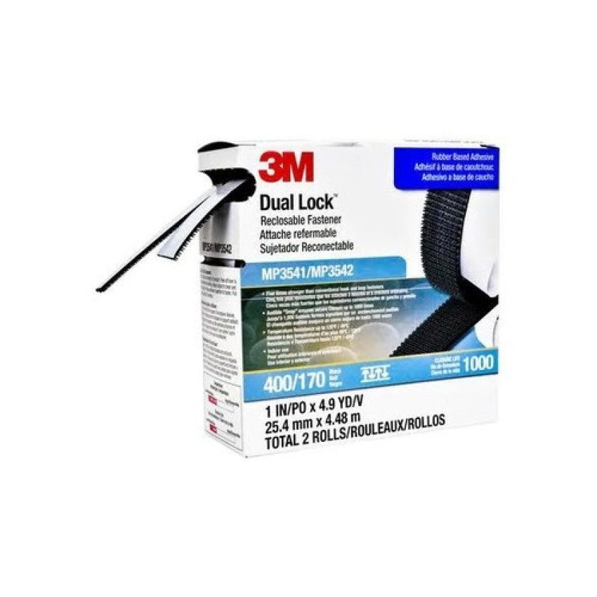 3M Dual Lock Reclosable Fastener , Black, 1 In X 5 Yd, Type 400/170 (MP3541/MP3542)