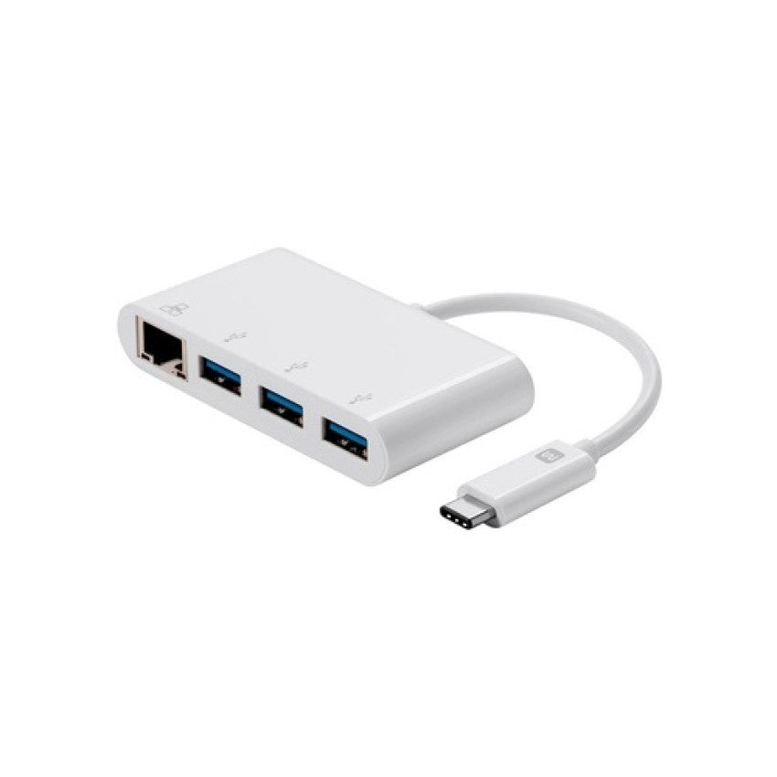 Monoprice Usb-c 3-port Usb 3.0 Hub, Ethernet Adptr (14503)