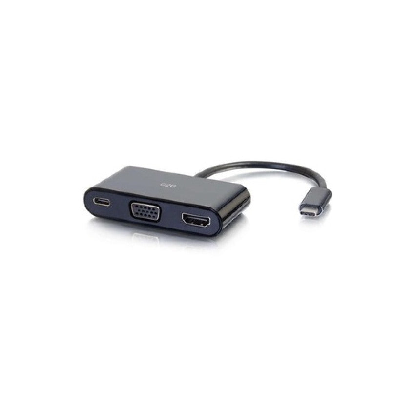 C2G Usb C To Hdmi Vga Adapter W/ Power Black (26884)