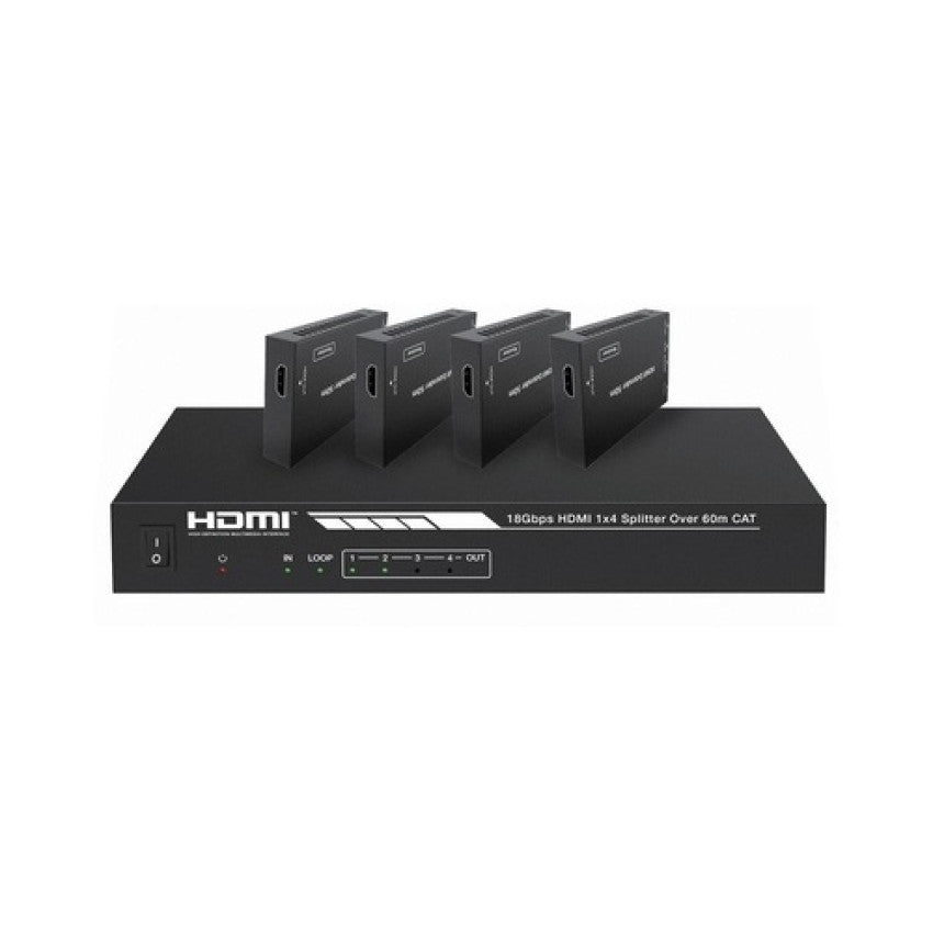 Monoprice Blackbird 4k Hdmi 2.0 1x4 Splitter Extender --complete Solution Kit-- 18gbps_ Hdr_ 4k@60hz_ Ycbcr 4:4:4_ Hdcp 2.2_ Cat6/6a/7 With Ir_ (42271)