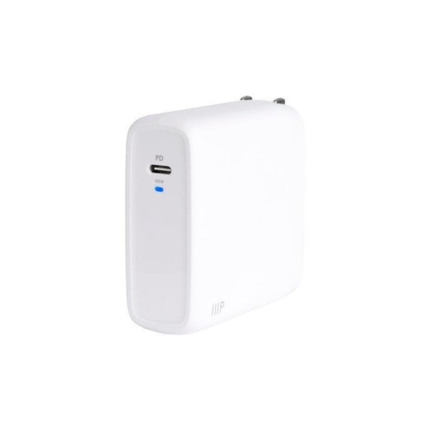 Monoprice Usb-c Charger, 100w 1-port Pd, Gan Technology, Foldable Wall Plug, Power Delivery For Macbook Pro/ai (41985)