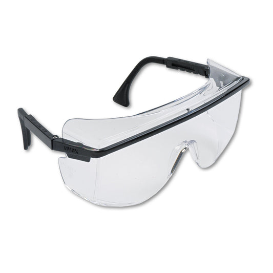 Uvex Astro OTG 3001 Wraparound Safety Glasses, Black Plastic Frame, Clear Lens (S2500)