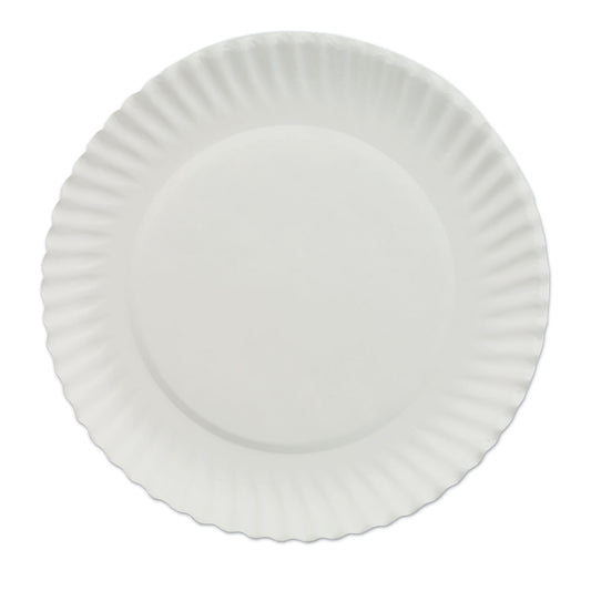 White Paper Plates, 7" Dia, 100/pack, 10 Packs/carton