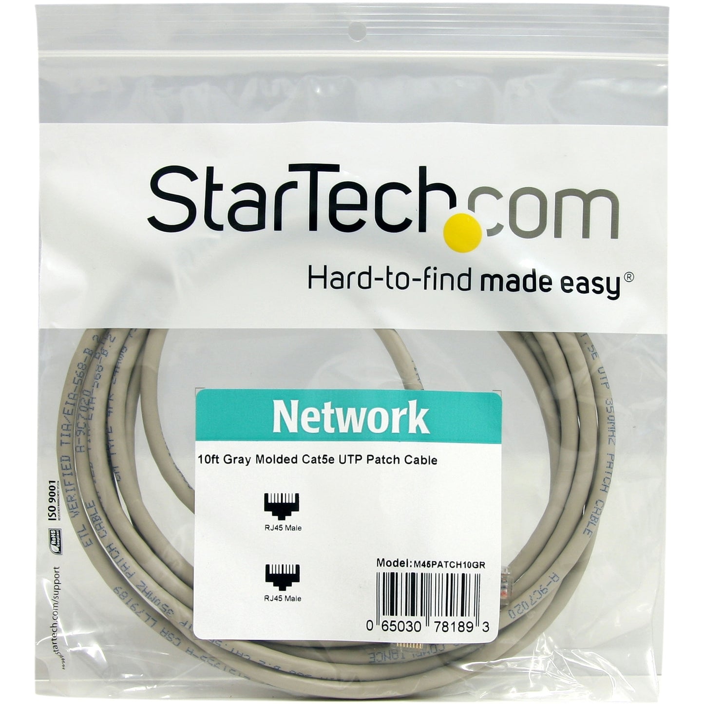StarTech 10ft Gray Molded Cat5e Utp Patch Cable (M45PATCH10GR)
