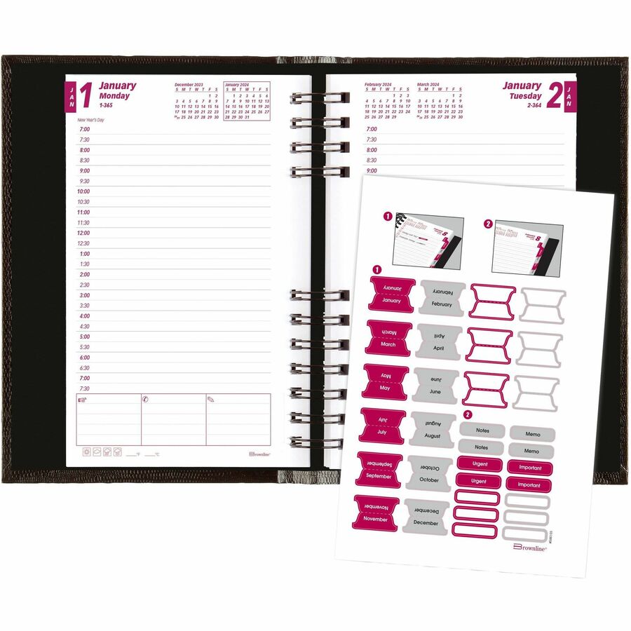 Brownline CoilPro Hard Cover Daily Appointment Book / Monthly Planner (CB634CBLK)