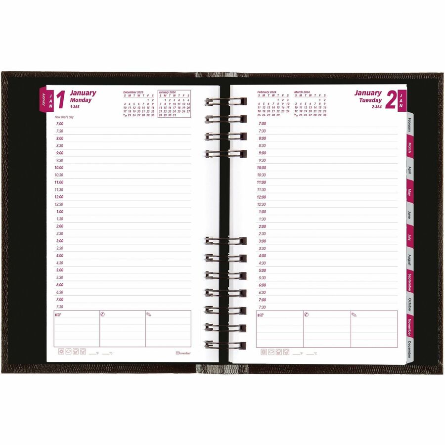 Brownline CoilPro Hard Cover Daily Appointment Book / Monthly Planner (CB634CBLK)
