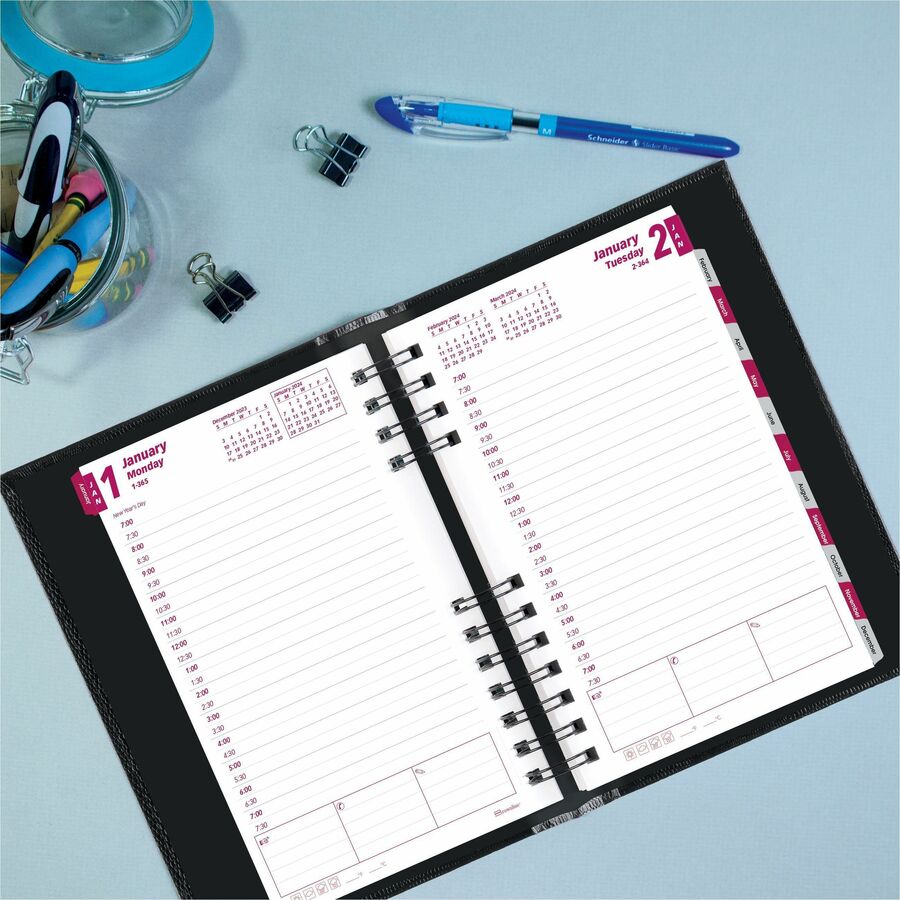 Brownline CoilPro Hard Cover Daily Appointment Book / Monthly Planner (CB634CBLK)