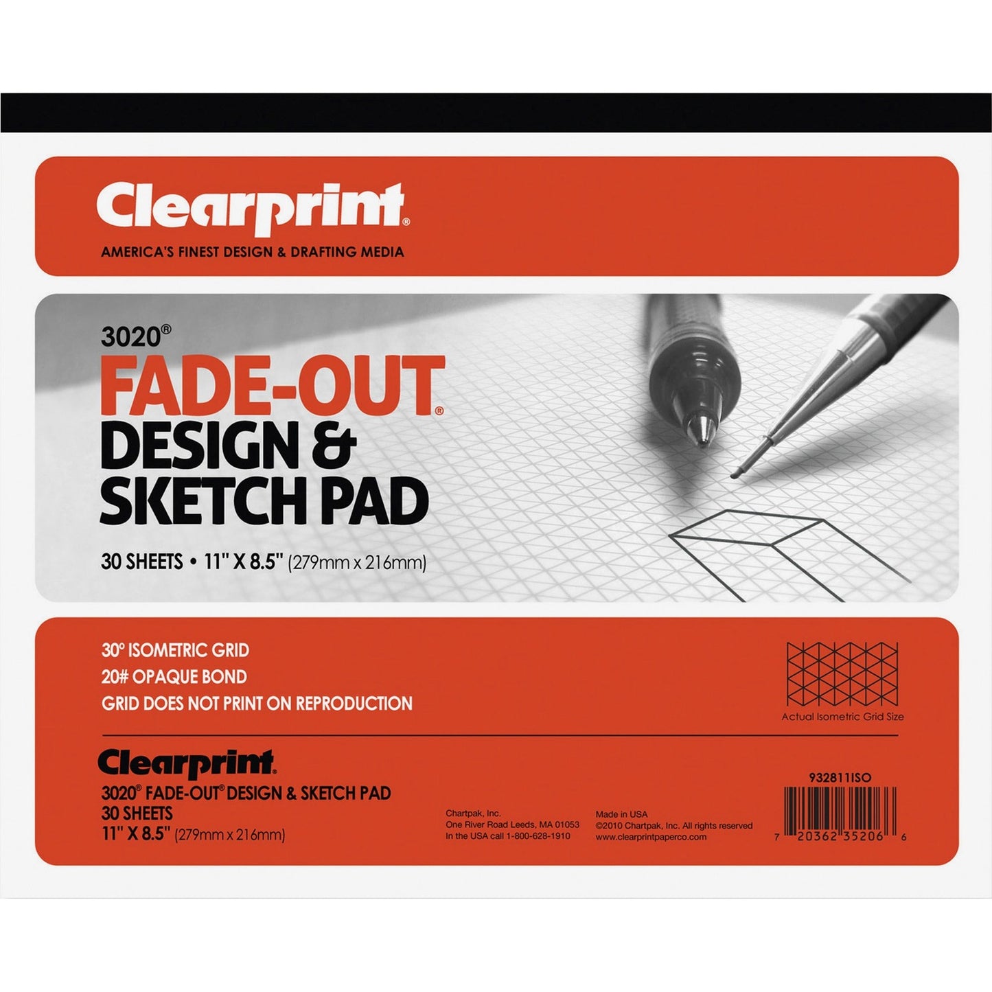 Clearprint Isometric Grid Paper Pad - Letter (932811ISO)