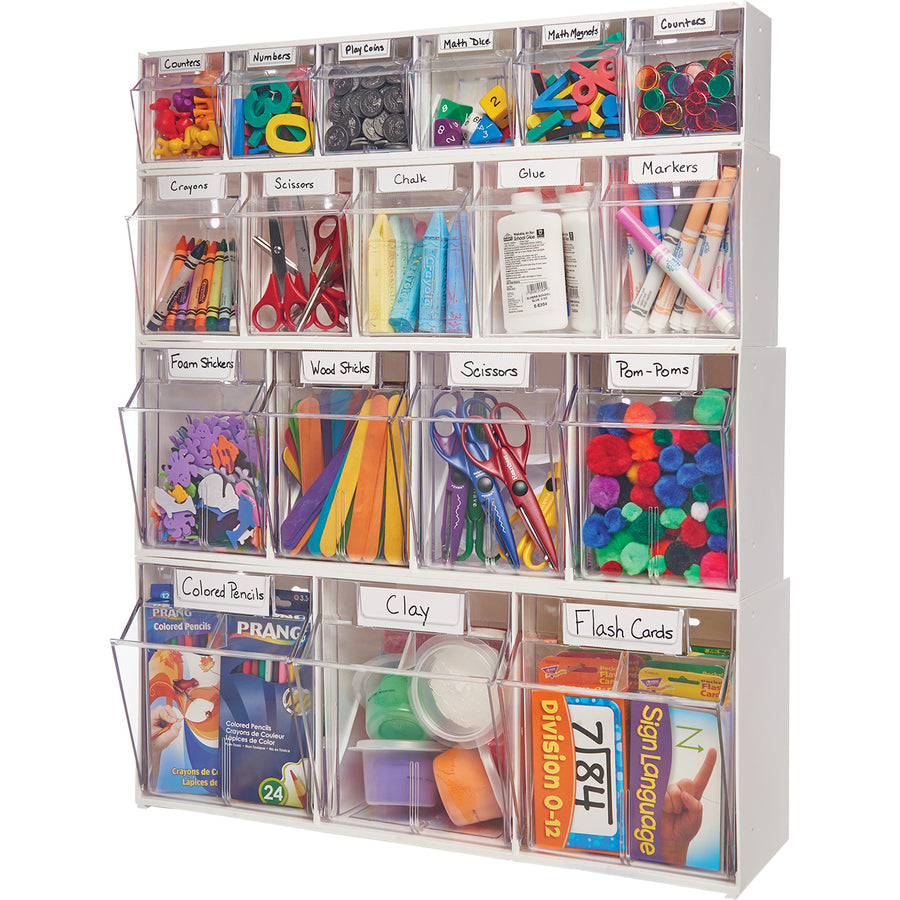 Deflecto Tilt Bin Interlocking Multi-Bin Storage Organizer (20303OP)