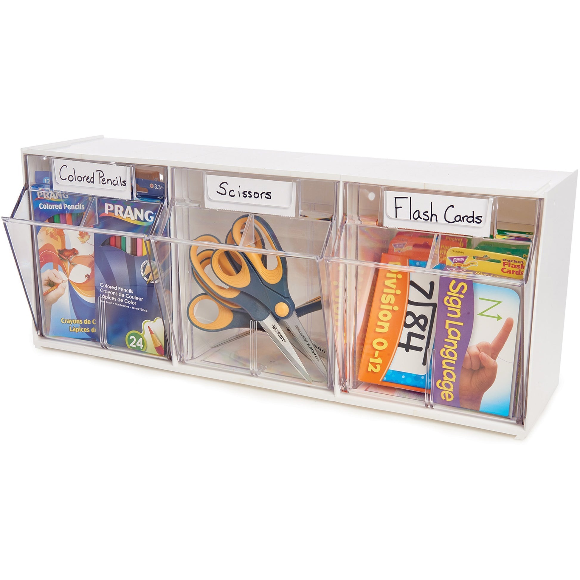 Deflecto Tilt Bin Interlocking Multi-Bin Storage Organizer (20303OP)