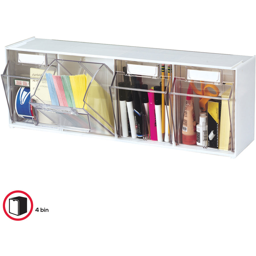 Deflecto Tilt Bin Interlocking Multi-Bin Storage Organizer (20403OP)