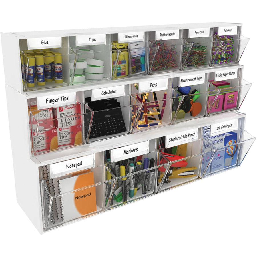 Deflecto Tilt Bin Interlocking Multi-Bin Storage Organizer (20403OP)