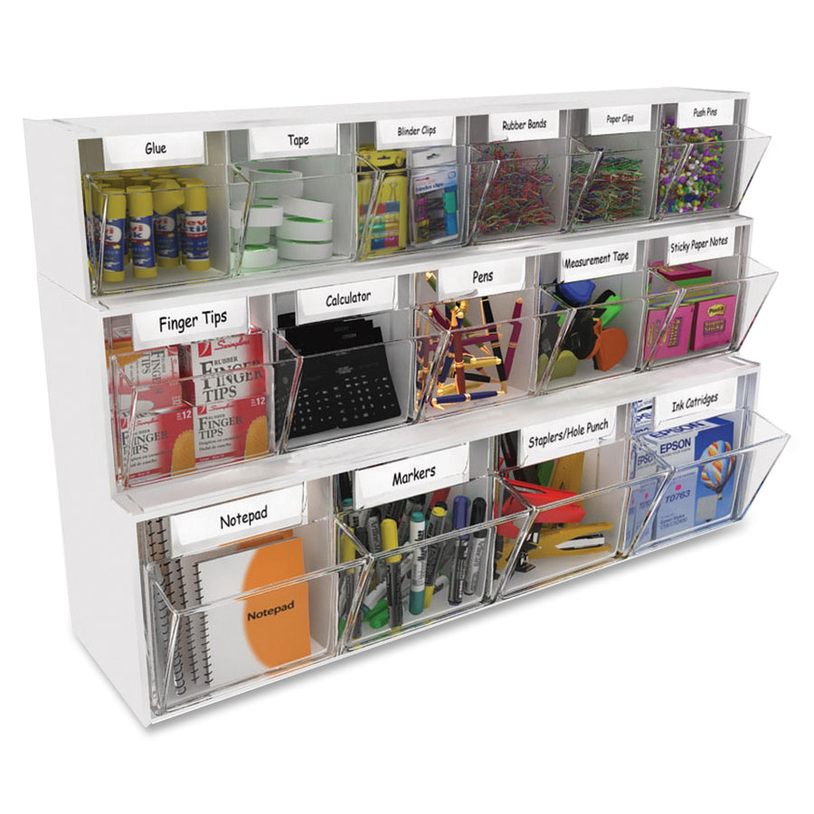 Deflecto Tilt Bin Interlocking Multi-Bin Storage Organizer (20503OP)