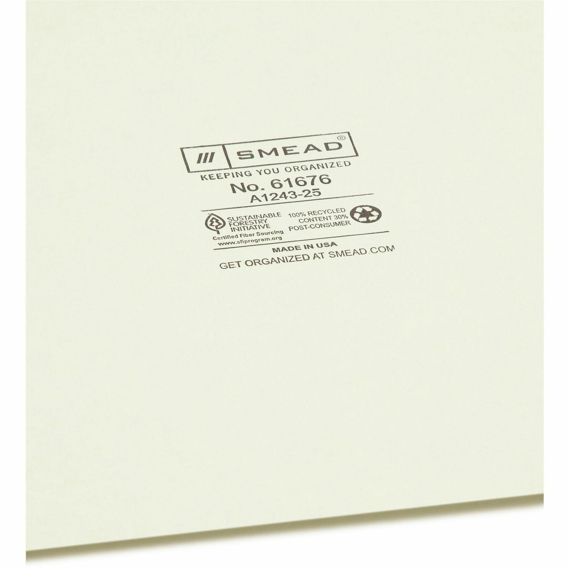 Smead 100% Recycled Filing Guides with Vertical Extra-Wide Blank Tab (61676)