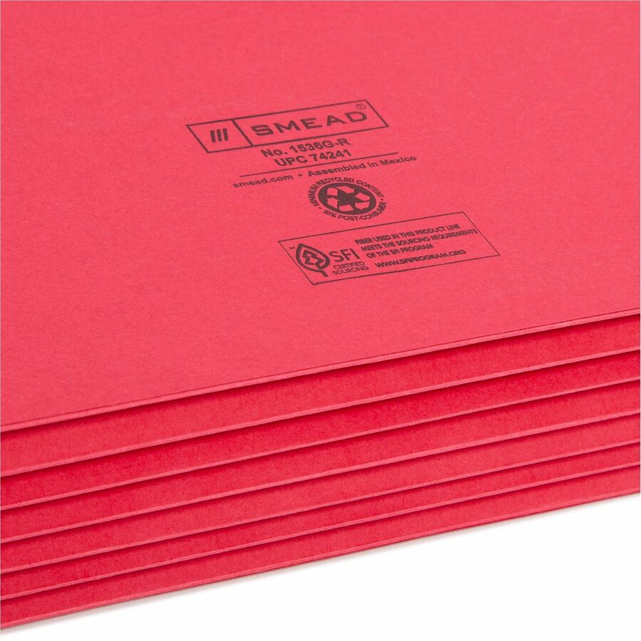 Smead Colored Straight Tab Cut Legal Recycled File Pocket (74241)