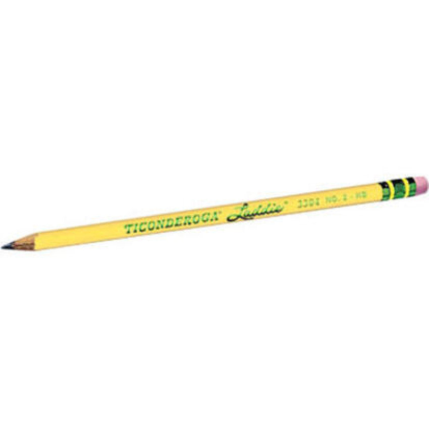 Dixon Ticonderoga Laddie Woodcase Pencil with Microban Protection, HB (#2), Black Lead, Yellow Barrel, Dozen (13304)